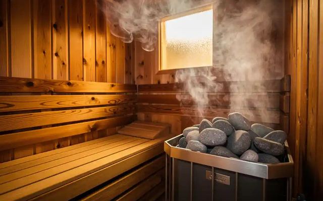 Steam rising over fresh heater stones during a service check
